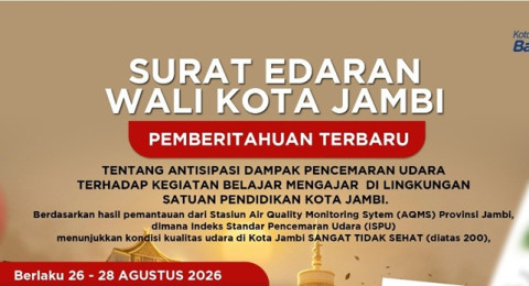 Udara Kota Jambi Masuk Kategori Sangat Tidak Sehat, PAUD hingga SMP Belajar dari Rumah